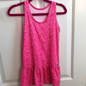 Vineyard Vines Pink Leaf Patterned Sleeveless Dress